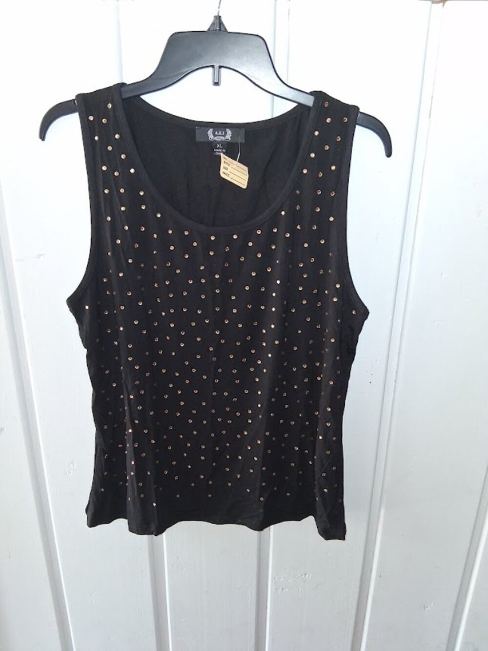 A.Z.I Black with Gold Rhinestones Tank Top NWT Sz XL